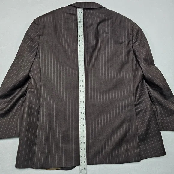 Holland & Sherry Sartoria Bespoke Suit Men 44S Pants 38x26 Wool Stripe Canvassed